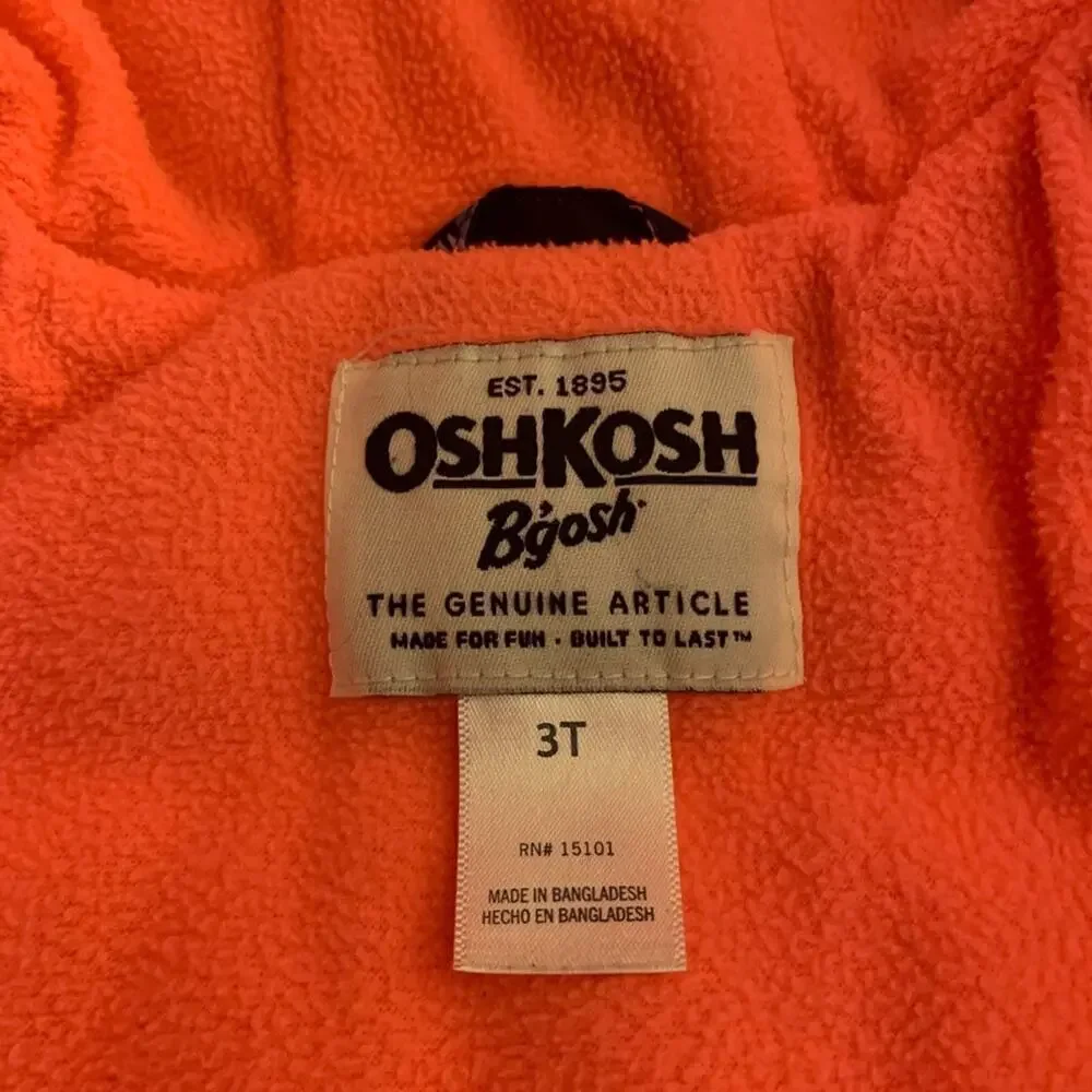 OSHKOSH B’GOSH Girl’s Navy Puffer Coat with Hearts & Fleece Lining / Size: 3T